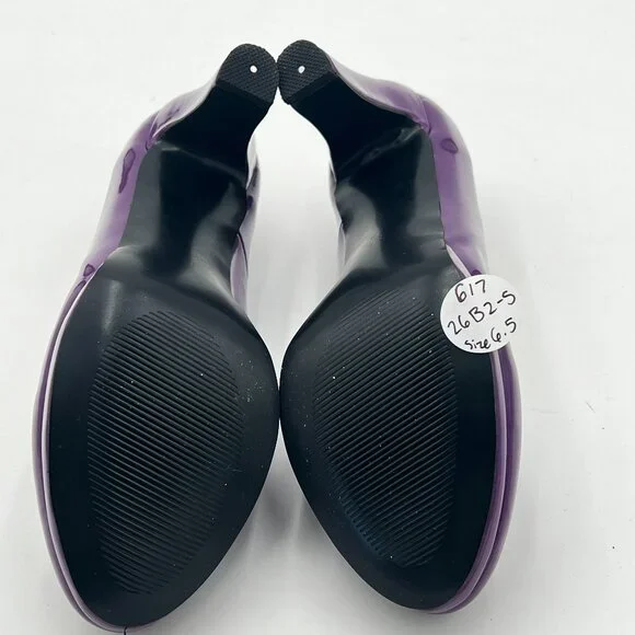 miss left Purple Low Platform High Chunky Heeled Slip On Round Toe Pump - Picture 6 of 6